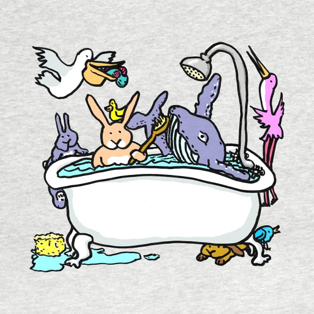 Wash Your Whale funny bath time cartoon with animals by davidscohen